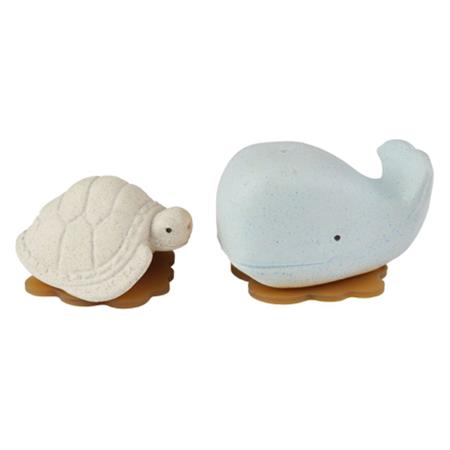 Hevea Squeeze&Splash bath toys - Whale & Turtle gift set Blizzard Blue & Vanilla *NEW*