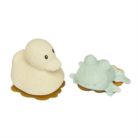 Hevea Squeeze&Splash bath toys - Rubberduck & Frog Sand & Sage *NEW*